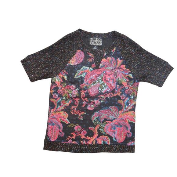 James Coviello Vibrant Floral Print Raglan Tee - Picture 1 of 7
